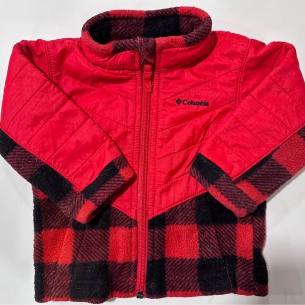 Columbia Red and Black Buffalo Plaid Fleece Jacket